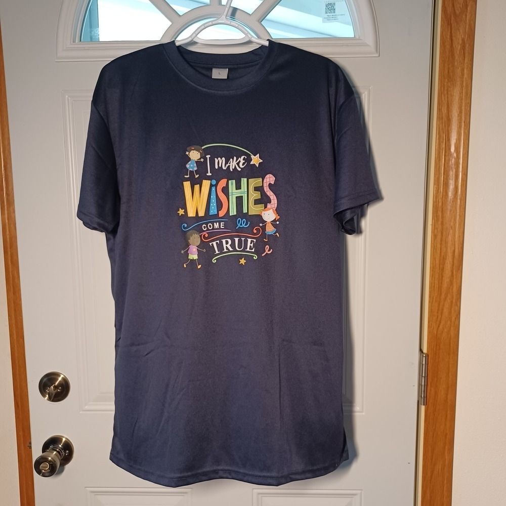 T-Shirt Womens L Blue Graphic I Make Wishes Come True Short Sleeve Fairy
